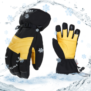 Vgo 1 Pair -30℃/-22°F Winter Warm Cow Leather Ski Gloves for Men/Women（CA2469FW）