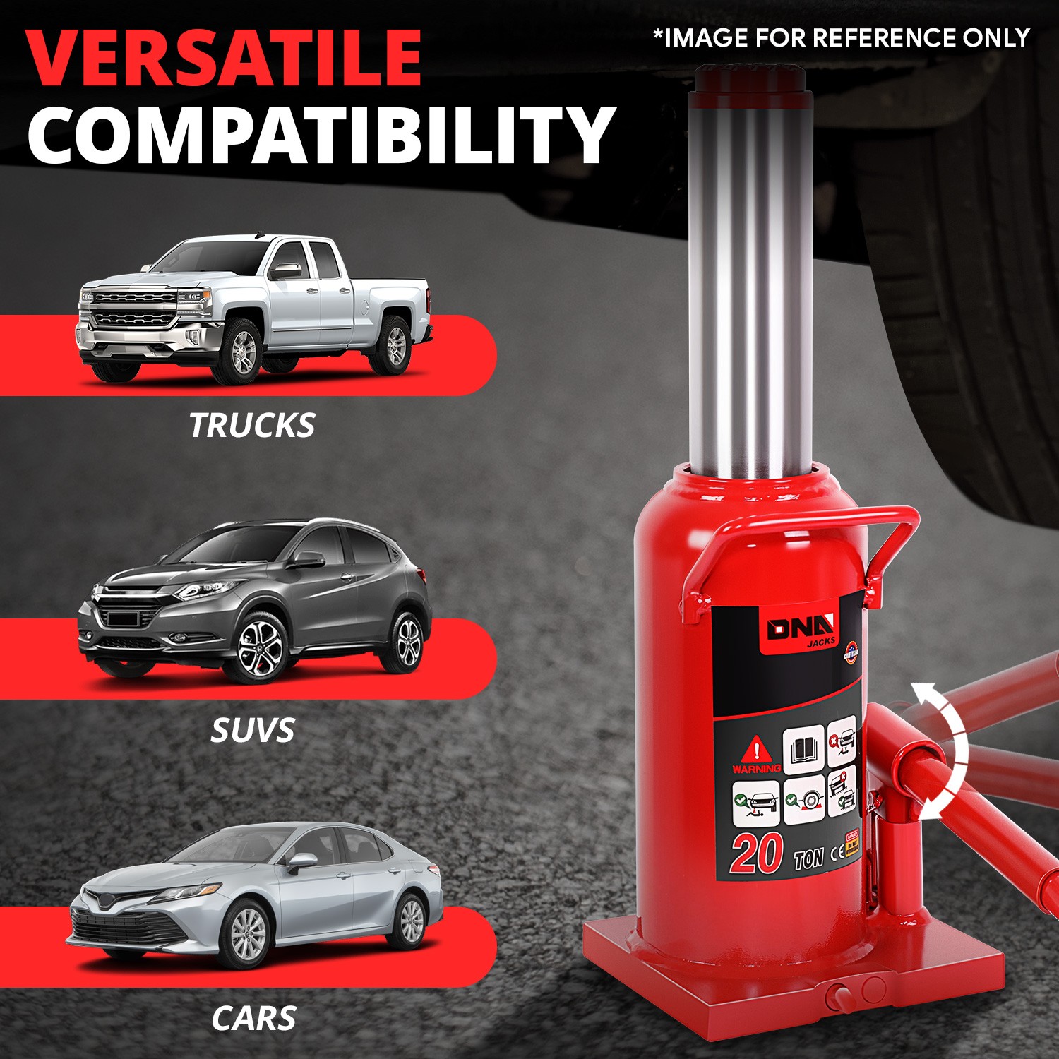 20 Tons Car Repair Steel Adjusted Automotive Hydraulic Welded Bottle Jack Red - Image 4