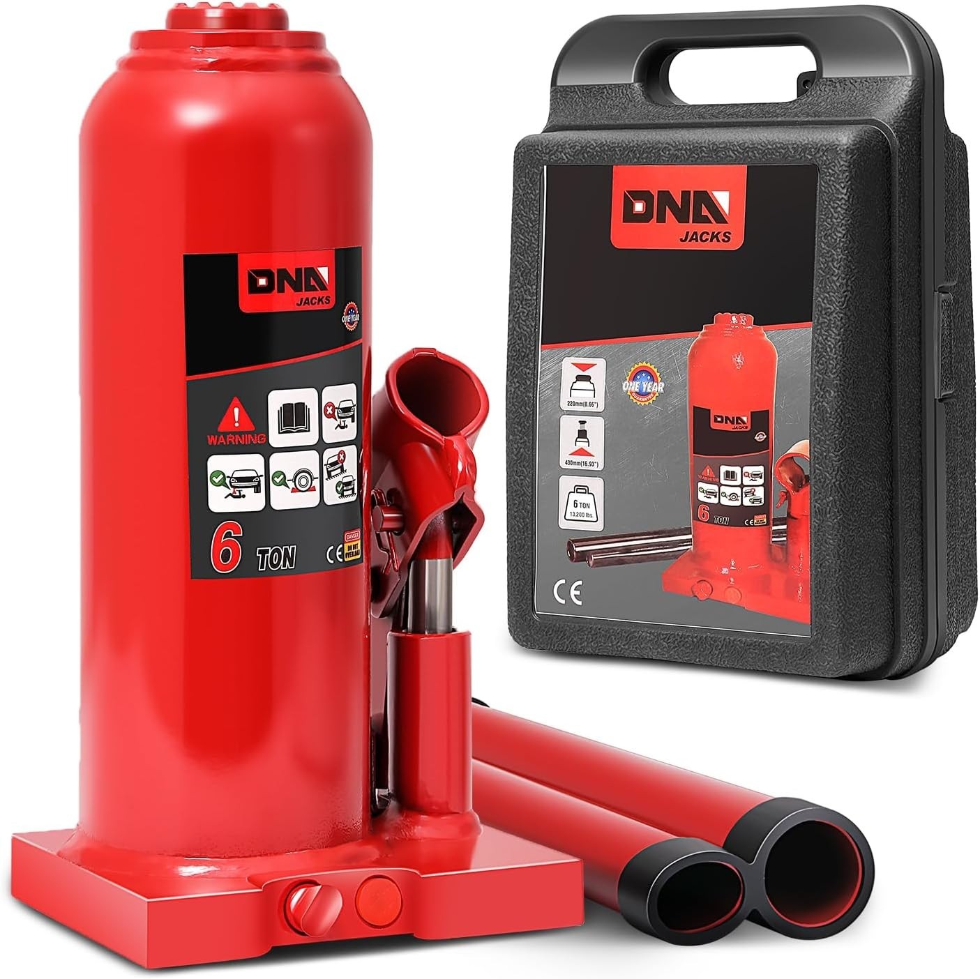 Hydraulic Bottle Jack 6 Tons Lifting Automotive Repair Vehicle Pickup Truck Red - Image 3