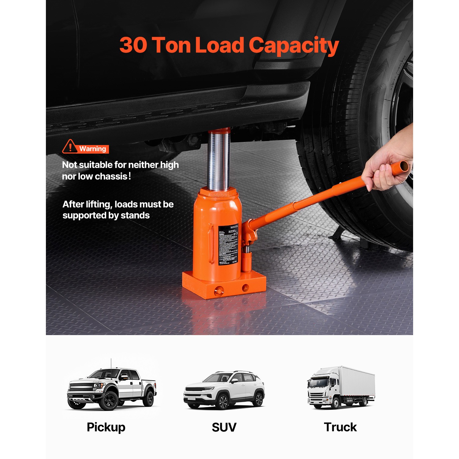 Hydraulic Bottle Jack 30 Ton Manual High Lift Automotive Car Repair Shop - Image 2