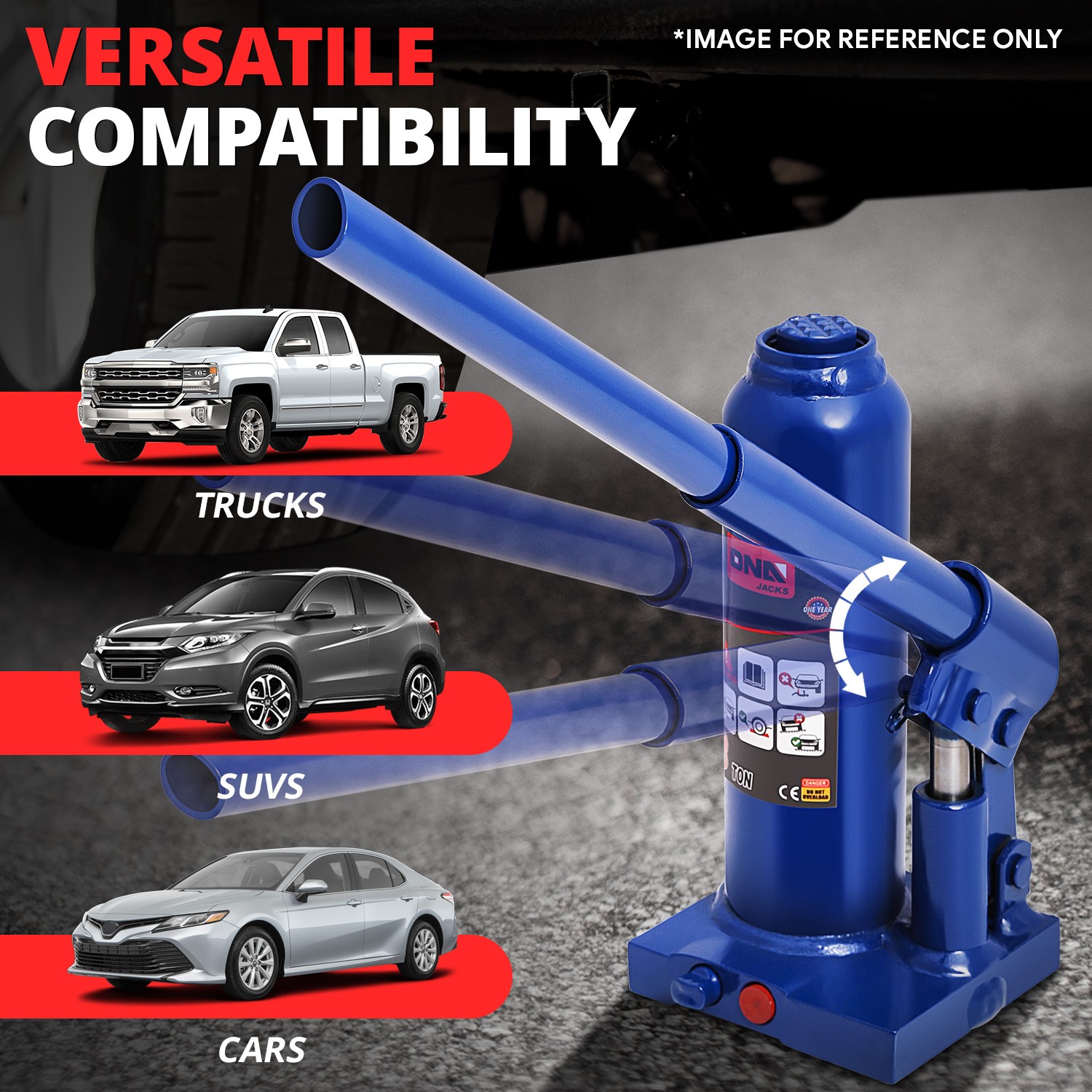 14.5" 3 Tons Car Auto Repair Manual Automotive Hydraulic Welded Bottle Jack Blue - Image 4