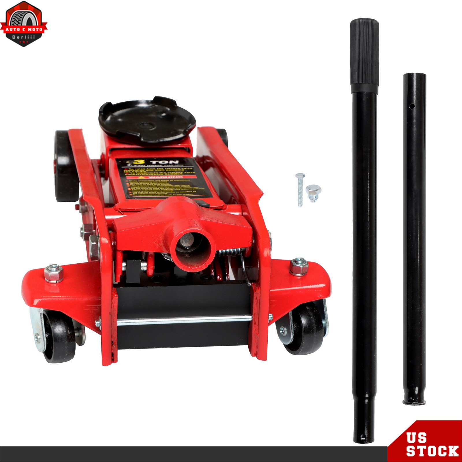 3 Ton Automotive Hydraulic Floor Jacks Red With Single Quick Piston Pump