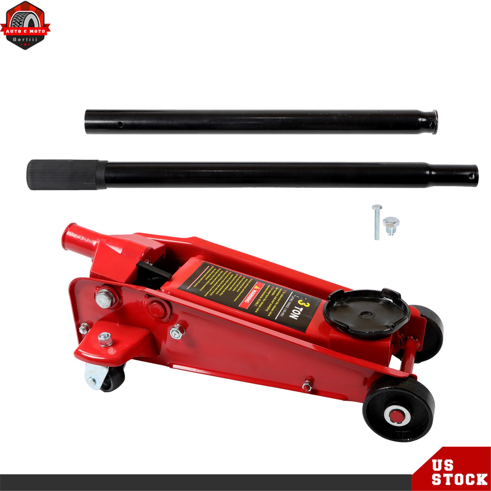 3 Ton Automotive Hydraulic Floor Jacks Red With Single Quick Piston Pump - Image 2