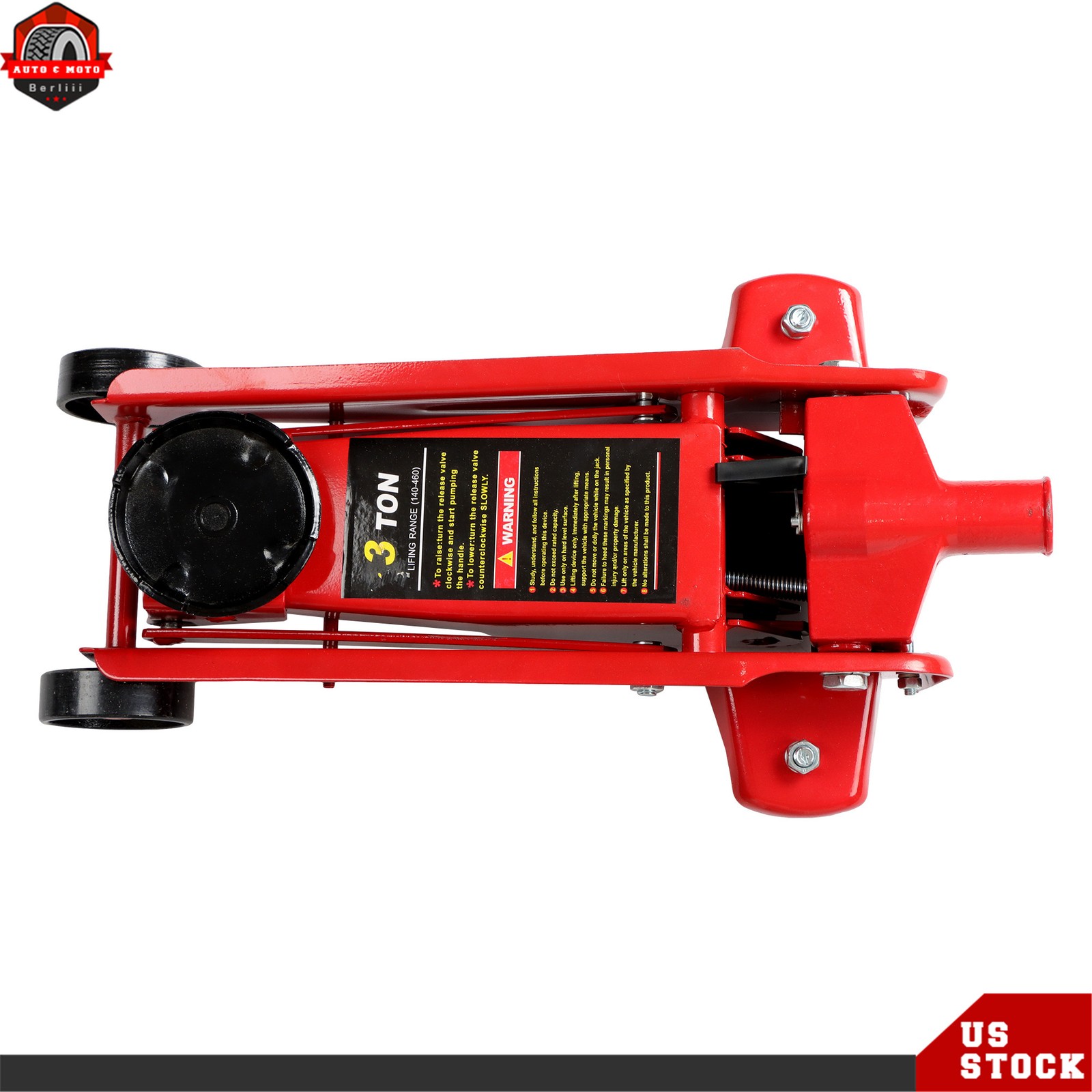 3 Ton Automotive Hydraulic Floor Jacks Red With Single Quick Piston Pump - Image 5