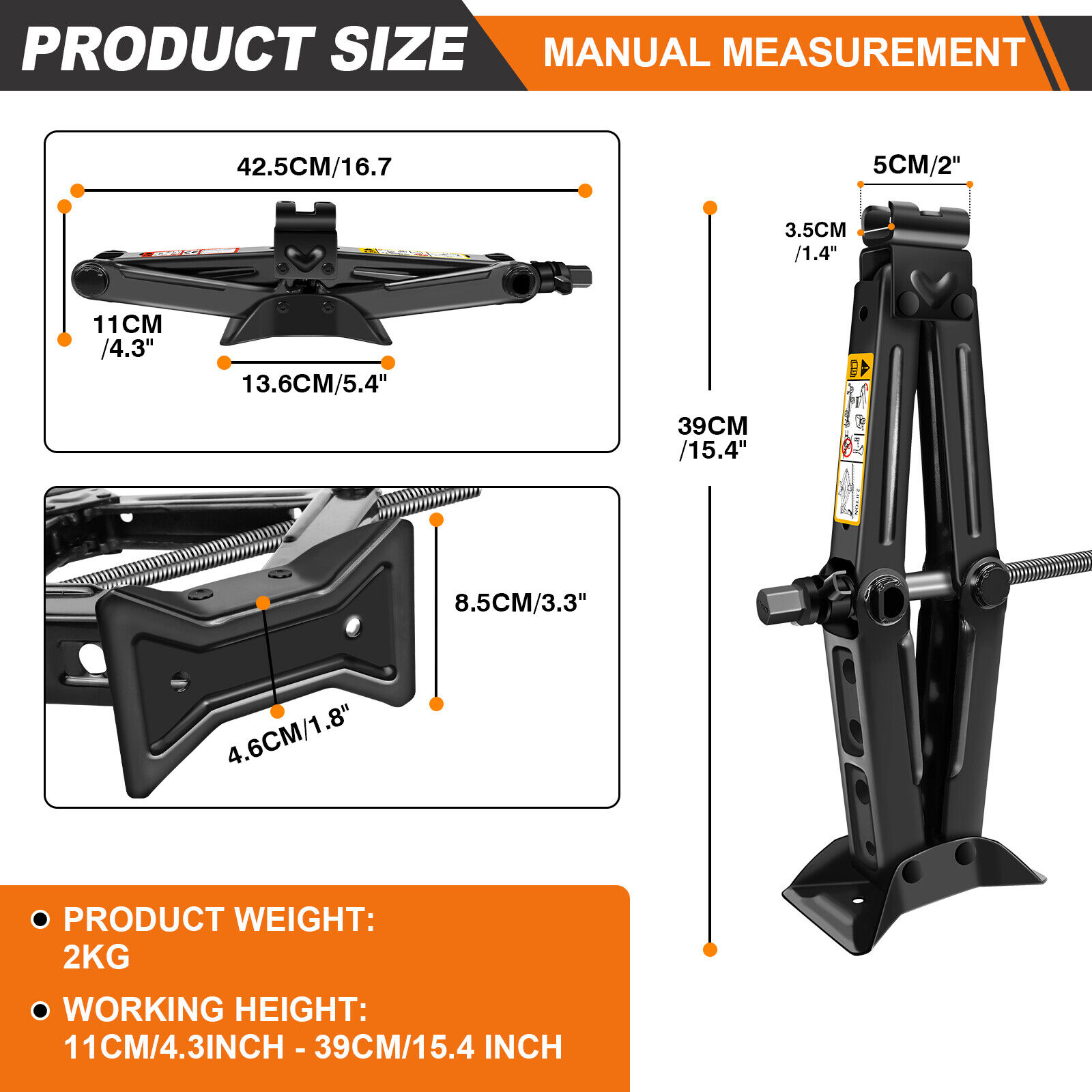 Upgraded! Car Lift Scissor Jack Hand Automotive Spare Tire Tool with Hex Wrench - Image 4