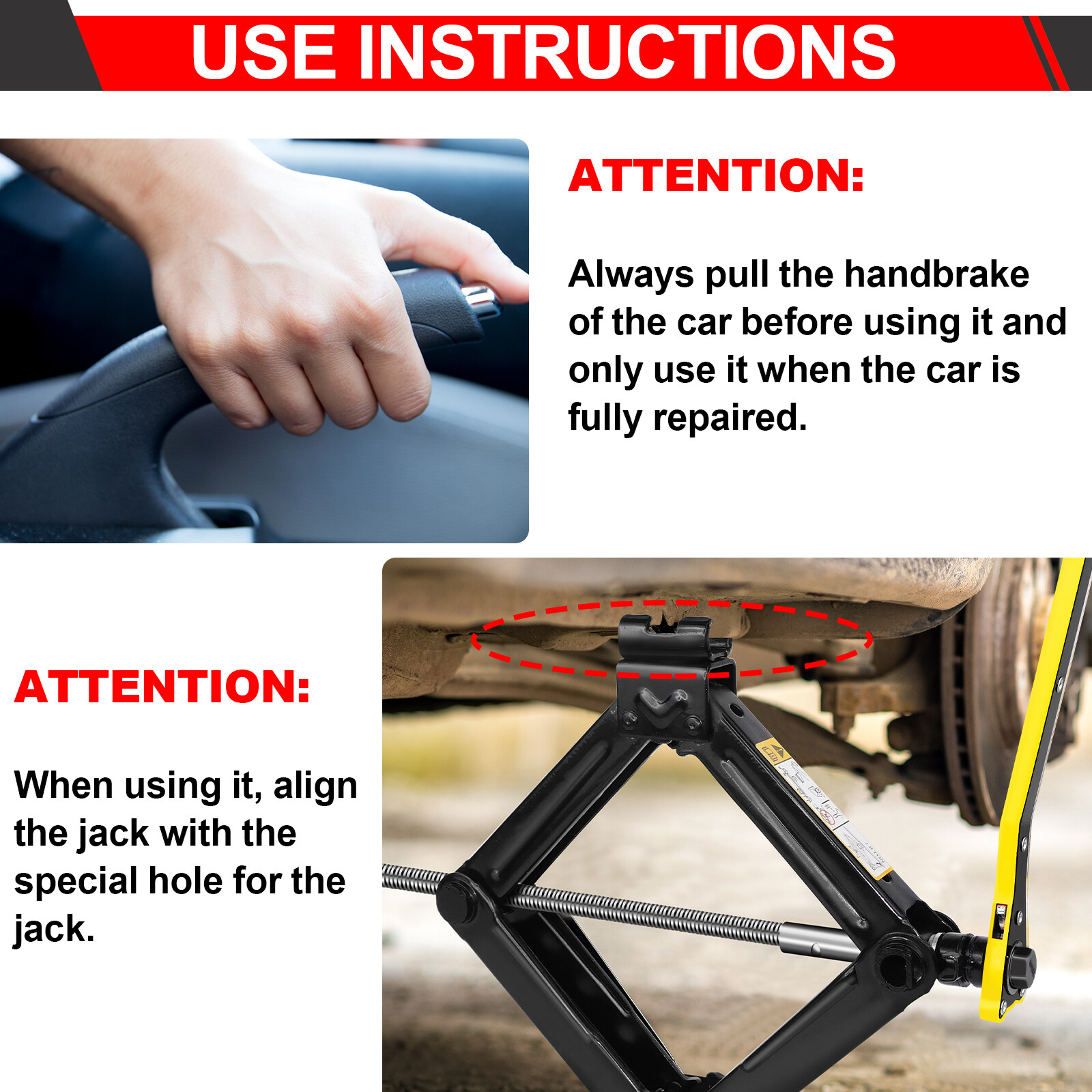 Upgraded! Car Lift Scissor Jack Hand Automotive Spare Tire Tool with Hex Wrench - Image 5
