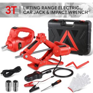6000 lb Steel Automotive Scissor Jack Lift Kit 12V Electric with Impact Wrench