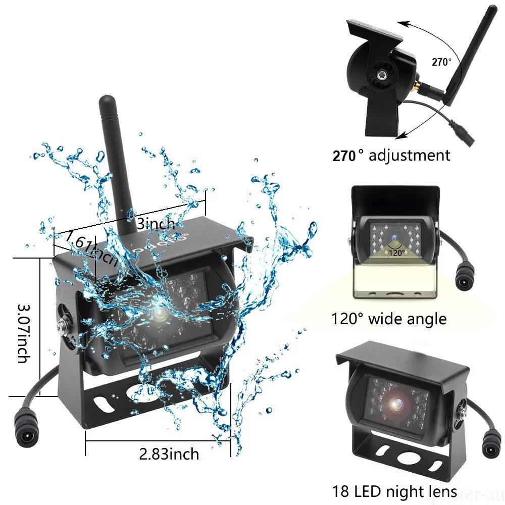 Wireless 7" LCD Monitor IR Rear View Reverse Backup Camera for Truck Caravan RVs - Image 2