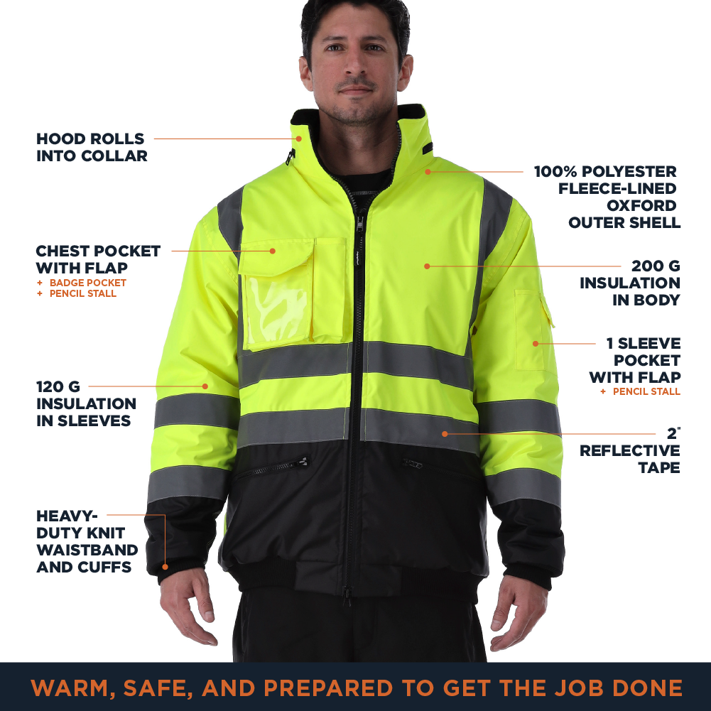 RefrigiWear HiVis Waterproof Bomber Jacket - Extreme Cold Protection, - Image 3