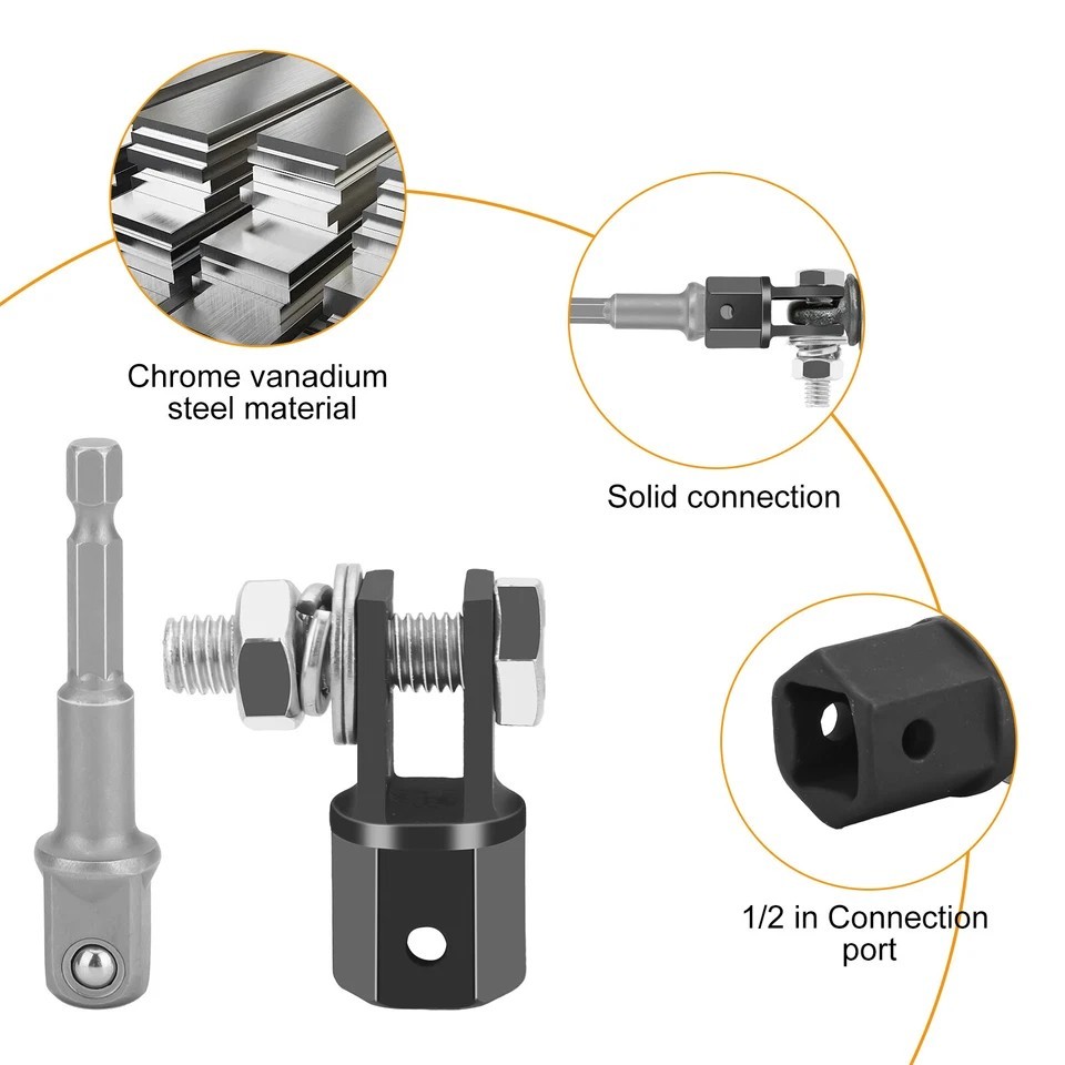 1/2in Car Scissor Jack Adapter & Chrome Vanadium Steel Drive Impact Wrench Tool - Image 2