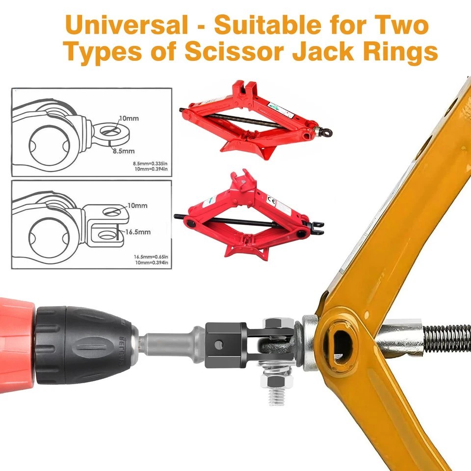 1/2in Car Scissor Jack Adapter & Chrome Vanadium Steel Drive Impact Wrench Tool - Image 3