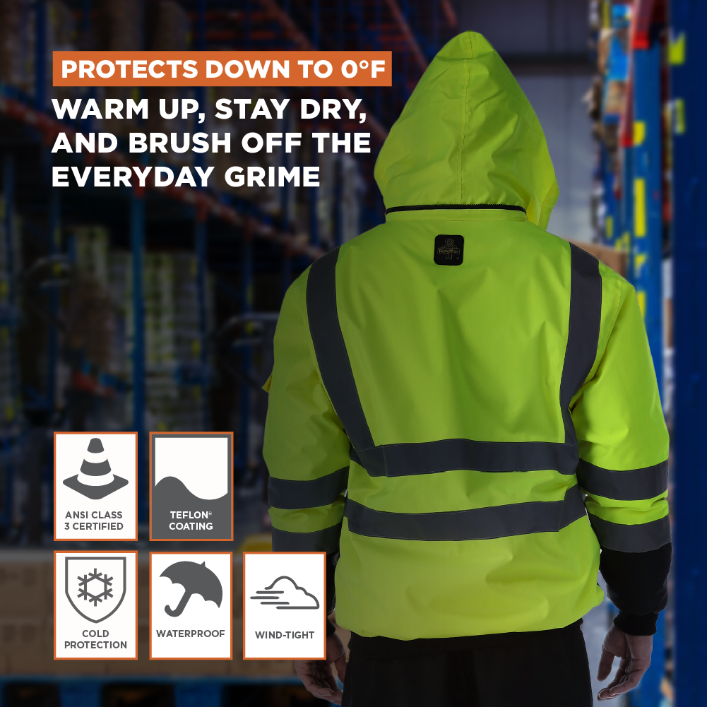 RefrigiWear HiVis Waterproof Bomber Jacket - Extreme Cold Protection, - Image 4