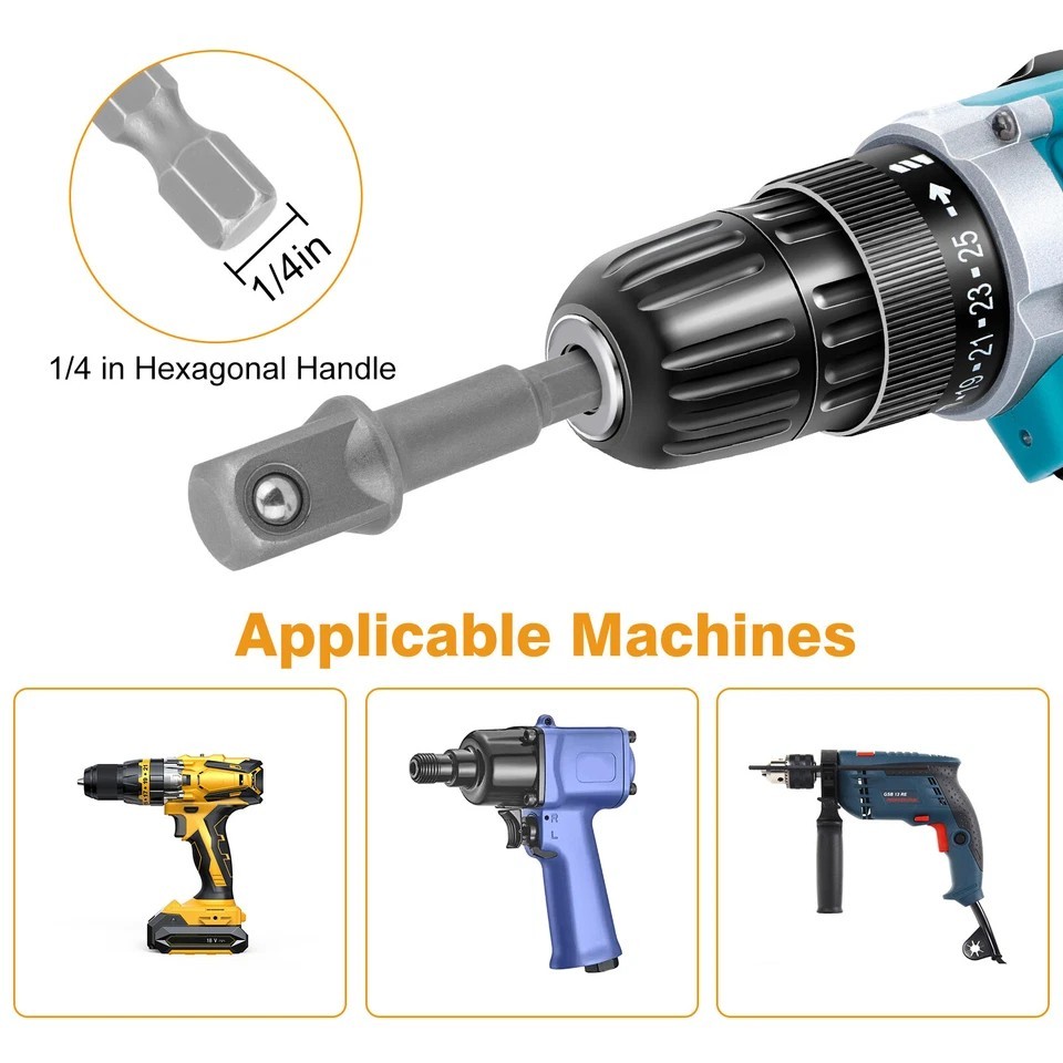 1/2in Car Scissor Jack Adapter & Chrome Vanadium Steel Drive Impact Wrench Tool - Image 4