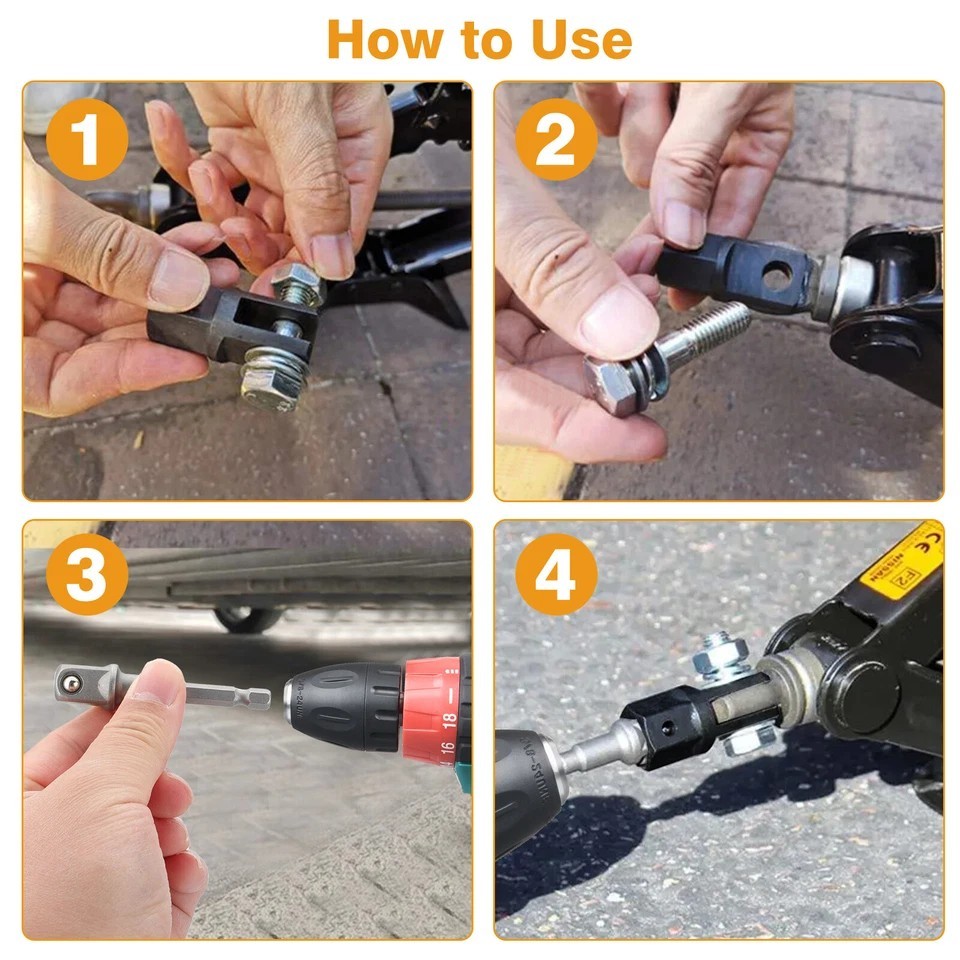 1/2in Car Scissor Jack Adapter & Chrome Vanadium Steel Drive Impact Wrench Tool - Image 5