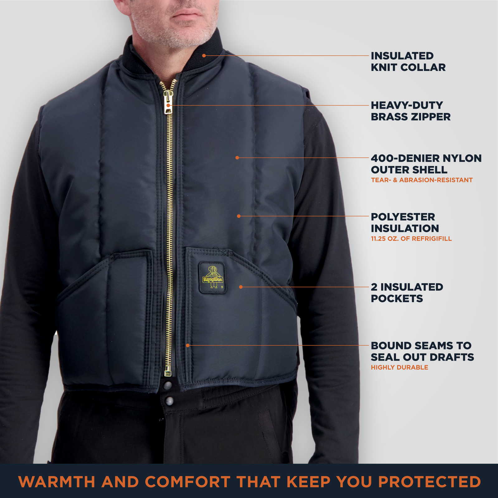 RefrigiWear Iron-Tuff Vest - Extreme Cold Protection, Water-Repellent, - Image 3