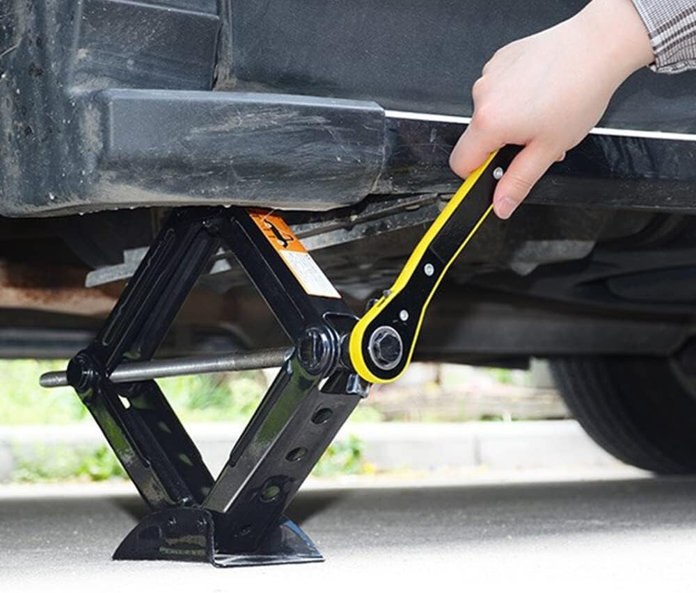 Universal Automotive 360° Labor-Saving Swivel Jack Ratchet Wrench Scissor Jack