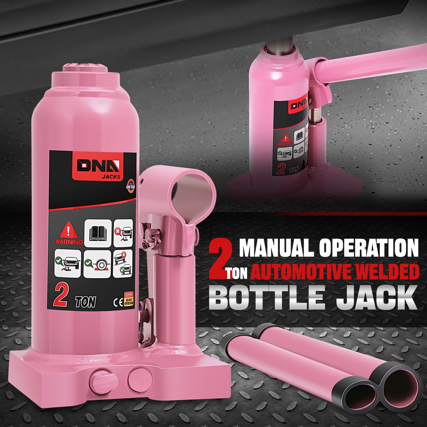 2 Ton Manual Hydraulic Trolley Welded Bottle Jack Car Automotive Lifting Pink