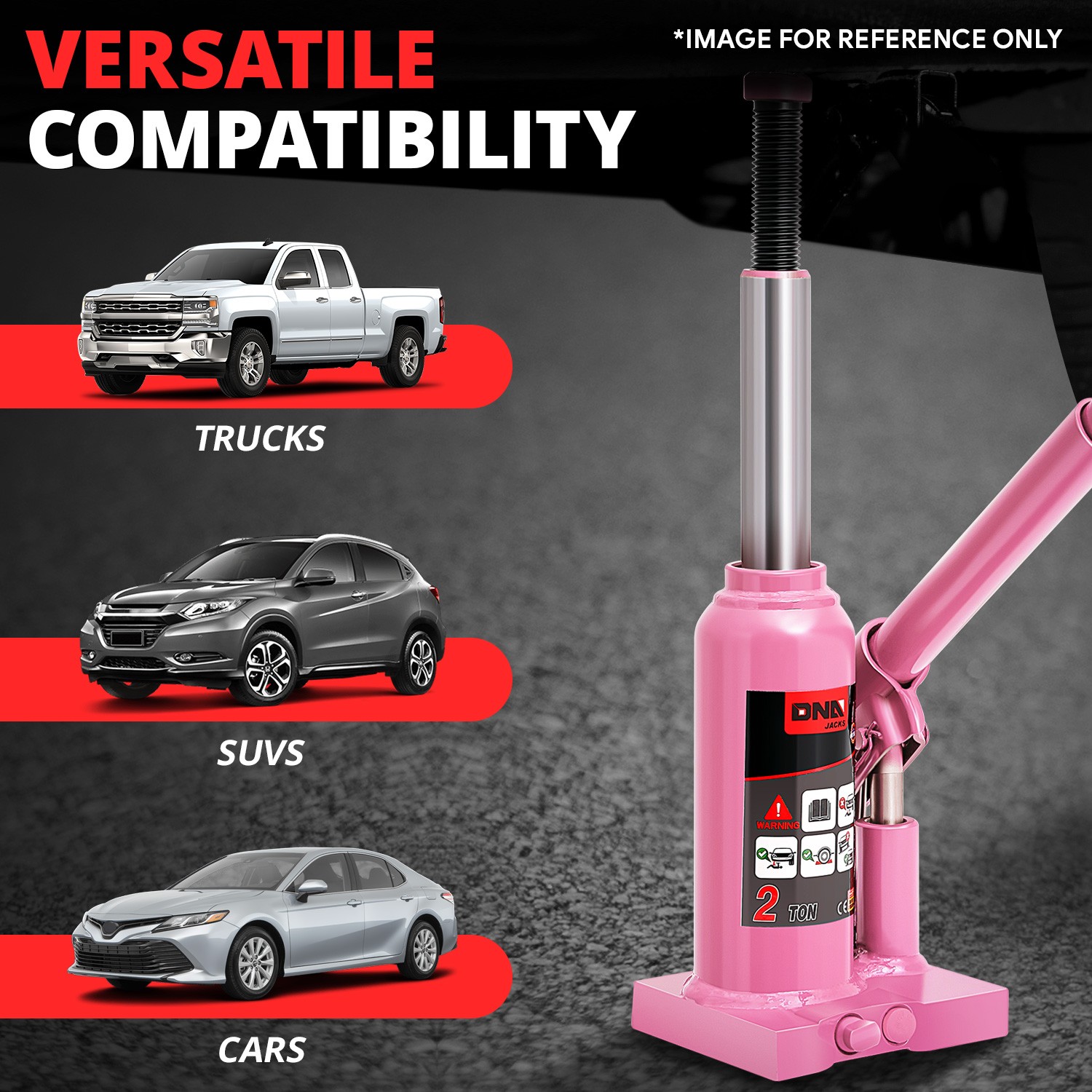 2 Ton Manual Hydraulic Trolley Welded Bottle Jack Car Automotive Lifting Pink - Image 4