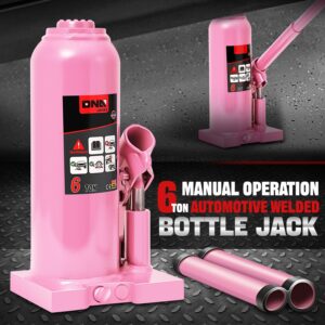 6 Ton Manual Hydraulic Trolley Welded Bottle Jack Car Automotive Lifting Pink