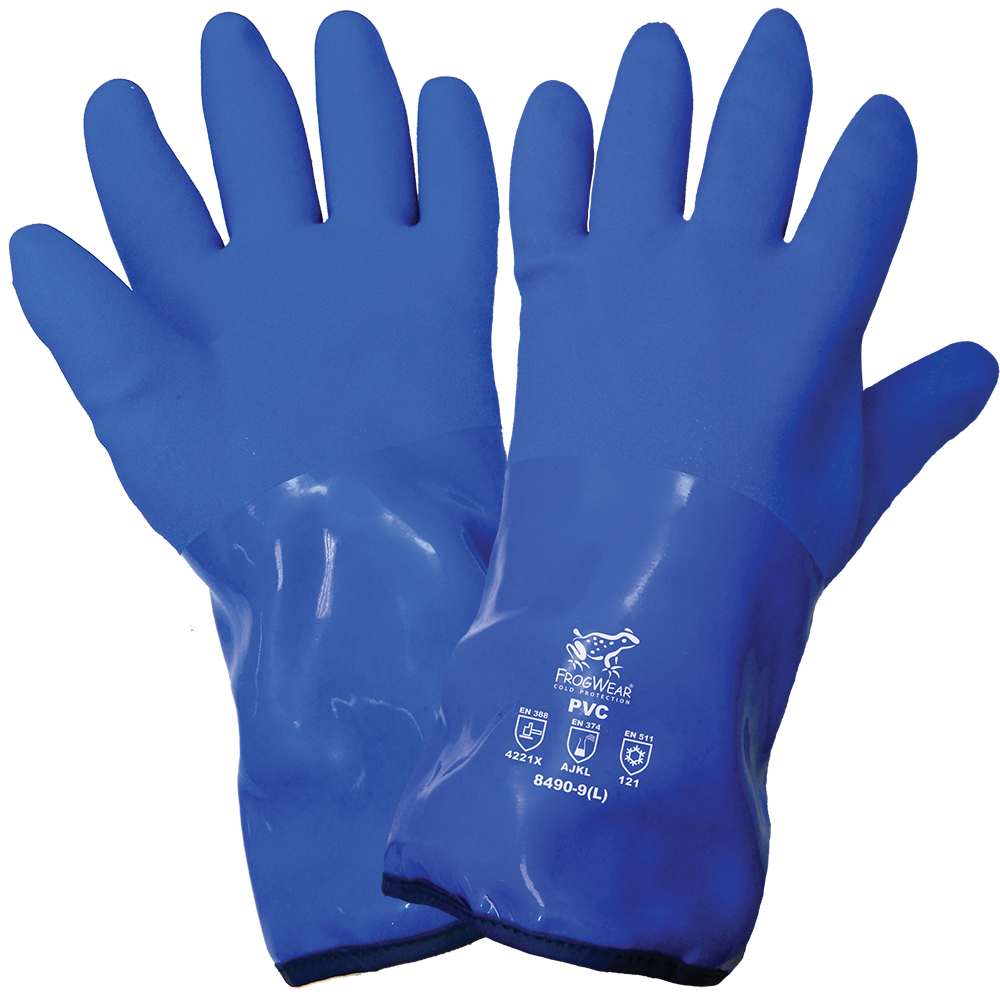 Insulated Waterproof Gloves Flexible PVC Cold Weather Work FrogWear 8490 1/Pair - Image 3
