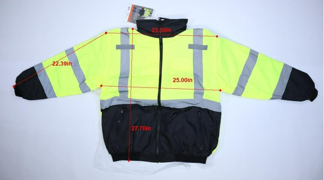 PIP Protective Industrial ANSI R3 Bomber Jacket Hi Vis Lime Yellow Black Mens L - Image 2