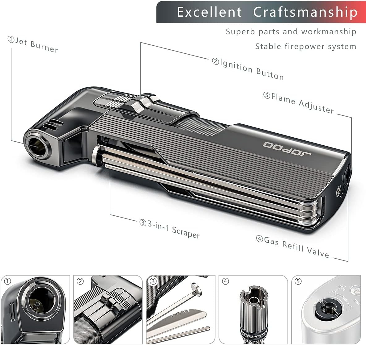 Pipe Lighter Gas Butane Refillable Soft Flame with Cleaner Tools (Sold... - Image 2