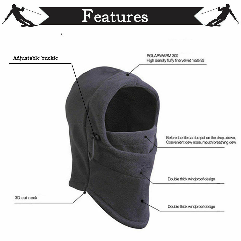 Windproof Fleece Neck Winter Warm Balaclava Ski Full Face Mask for Cold Weather - Image 5
