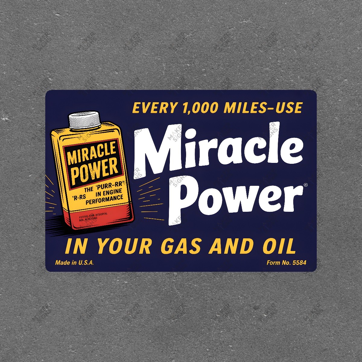 Vintage Style Miracle Power Gas Additive Metal Sign Automotive #103124
