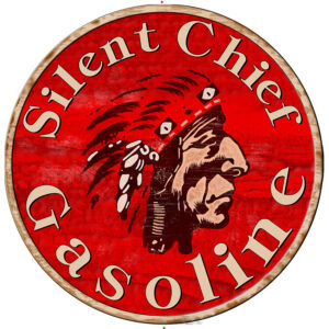 Silent Chief Gasoline Gas Petrol Automotive Car Fuel Station Metal Sign