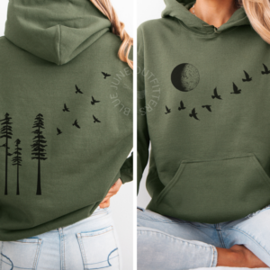BIRDS TREES MOON PHASE | NATURE LOVER HOODIE