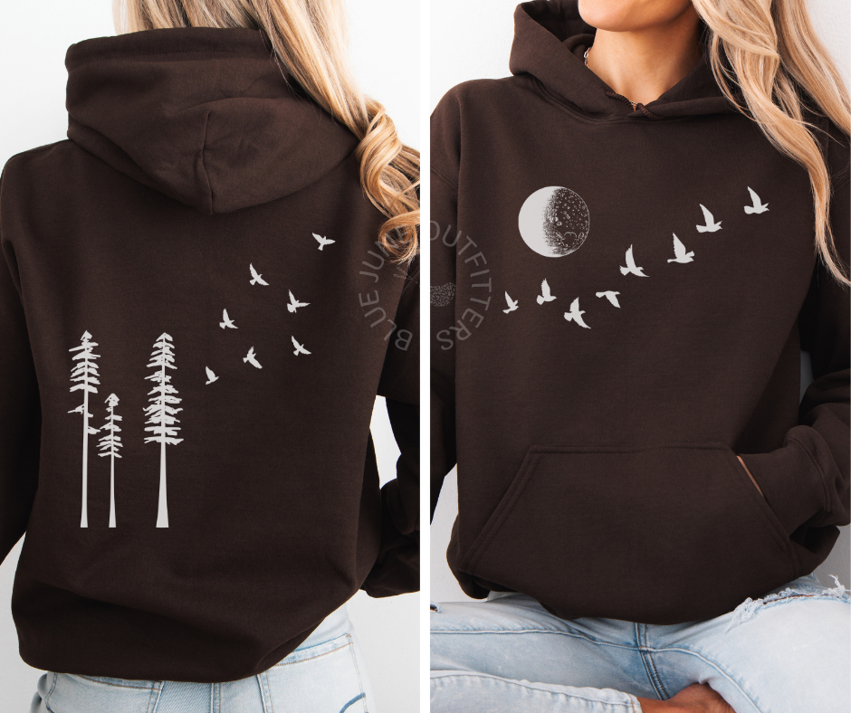 BIRDS TREES MOON PHASE | NATURE LOVER HOODIE - Image 3
