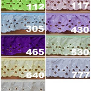 2" RUFFLED EYELET 36 YARD PIECE, FREE SHIPPING IN USA