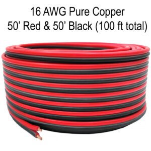 16 AWG 100% Copper Red Black Zip Wire 16 Gauge OFC Automotive Car Power Cable