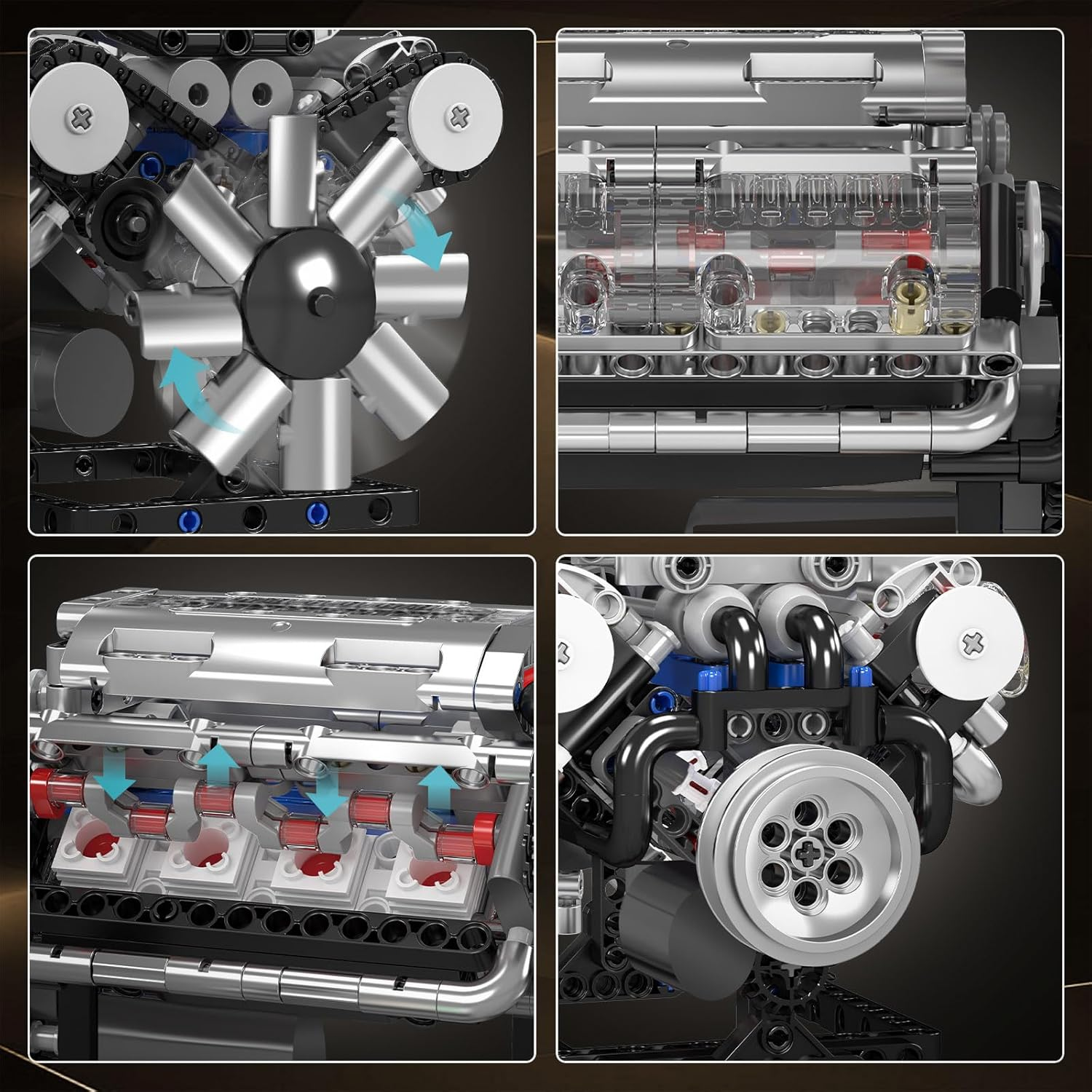 DIY V8 Engine Model Kit for Adults, Working Mechanical STEM Toy 535 Pcs-USA SHIP - Image 3