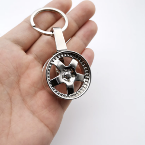 Chrome Five 5 Spoke Wheel Rim Keychain Key Ring Automotive Gift Fidget Toy New