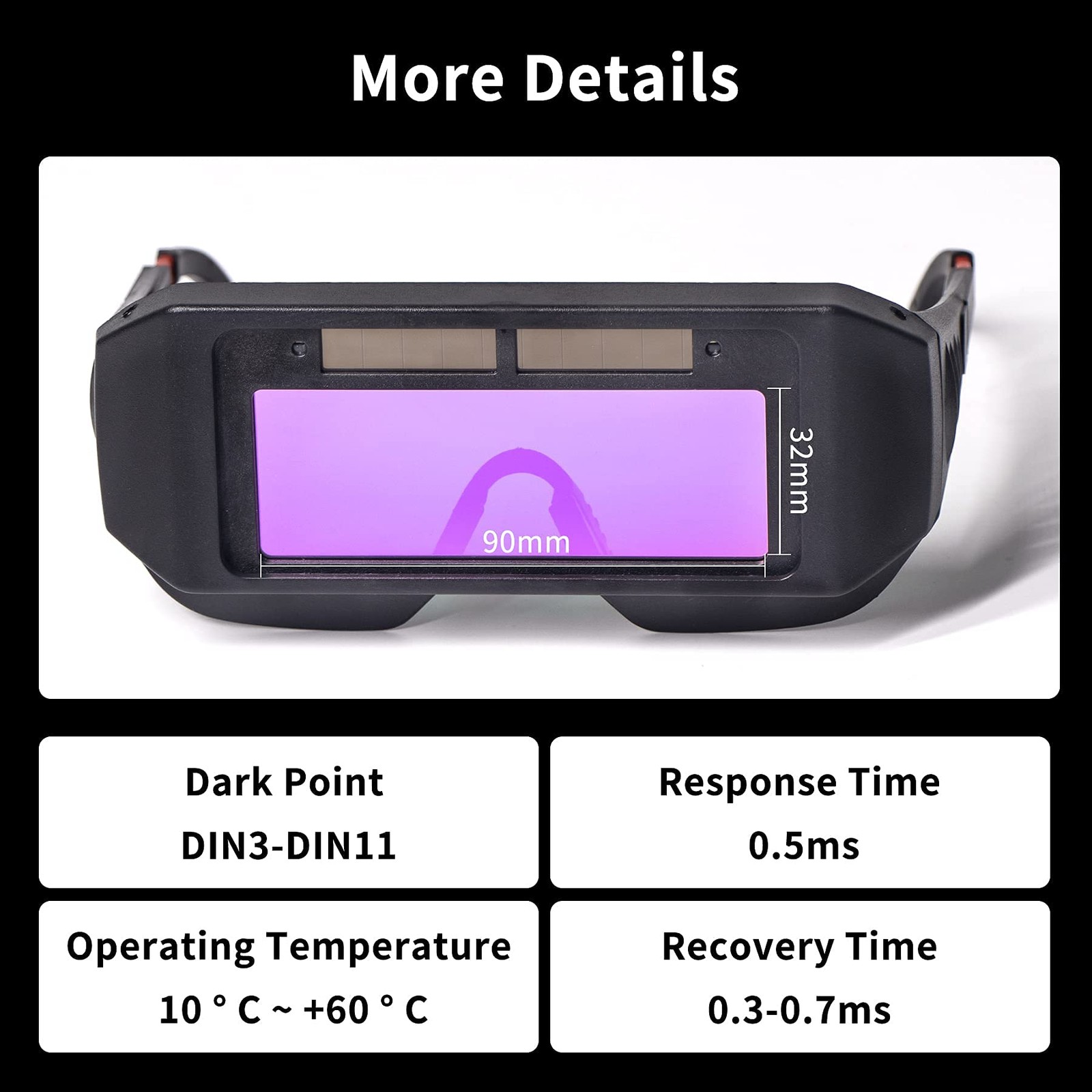 LCD Welder Glasses Safety Protective Solar Powered Auto Darkening Welding Goggle - Image 3