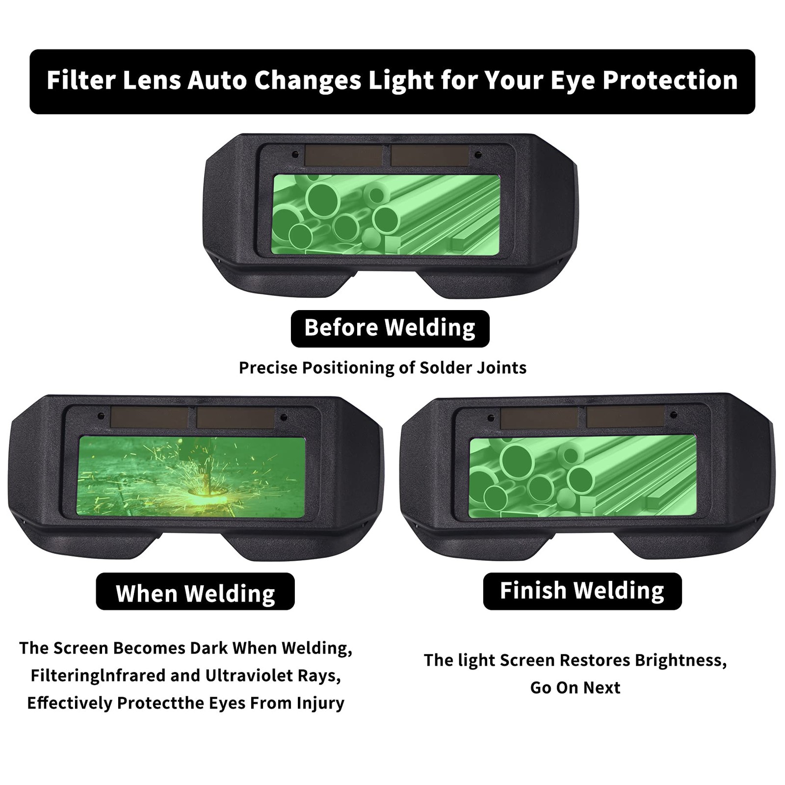 LCD Welder Glasses Safety Protective Solar Powered Auto Darkening Welding Goggle - Image 4