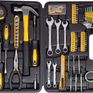 148-Pc Hand Tool Kit with Plastic Toolbox General & Automotive Set Yellow