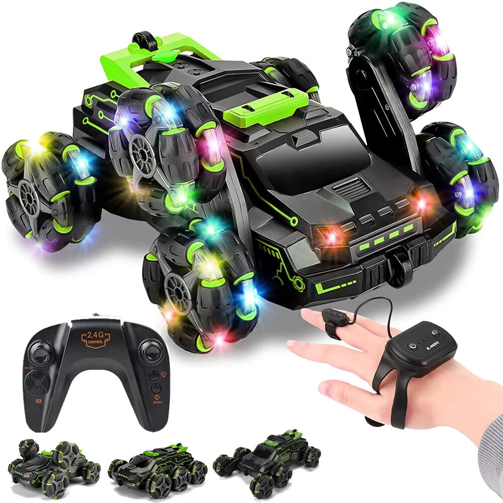 Coche de acrobacias 4x4 con detección de gestos manuales 360° RC todoterreno LED con control remoto-
