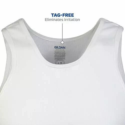 Gildan Men's A-Shirt Tanks, Multipack, Style G1104, White Tank Tops - Image 3