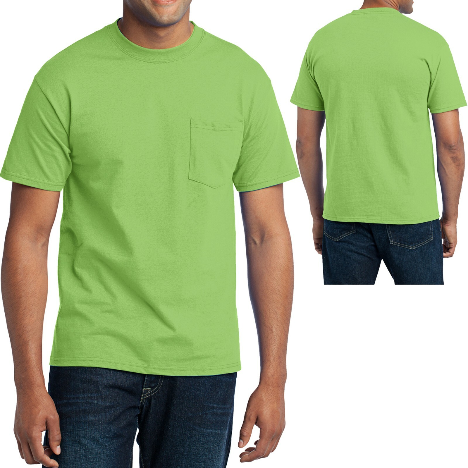 Mens Tall T-Shirt with Pocket 50/50 Cotton Poly Blend LT XLT 2XLT 3XLT 4XLT Tee - Image 2