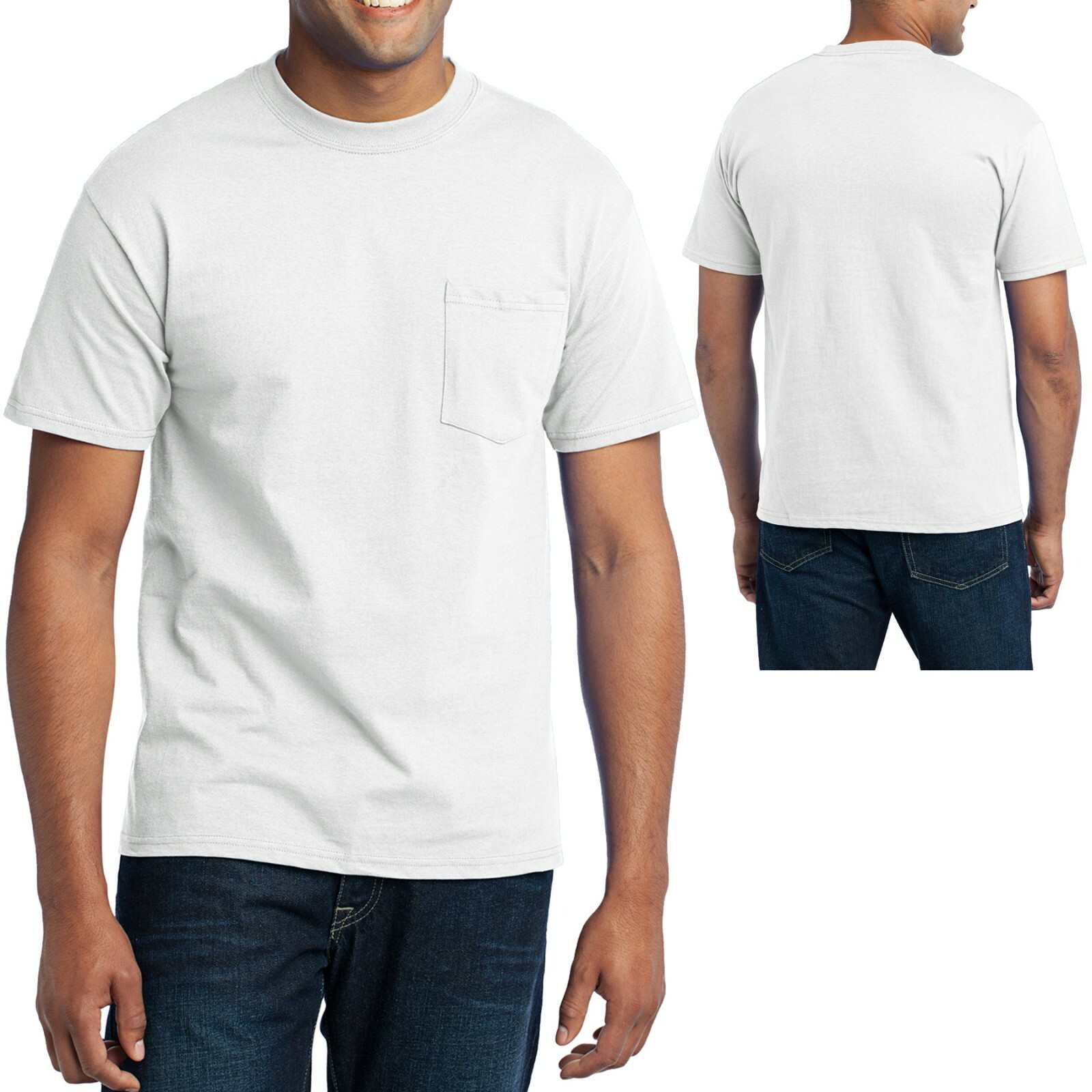Mens Tall T-Shirt with Pocket 50/50 Cotton Poly Blend LT XLT 2XLT 3XLT 4XLT Tee - Image 3