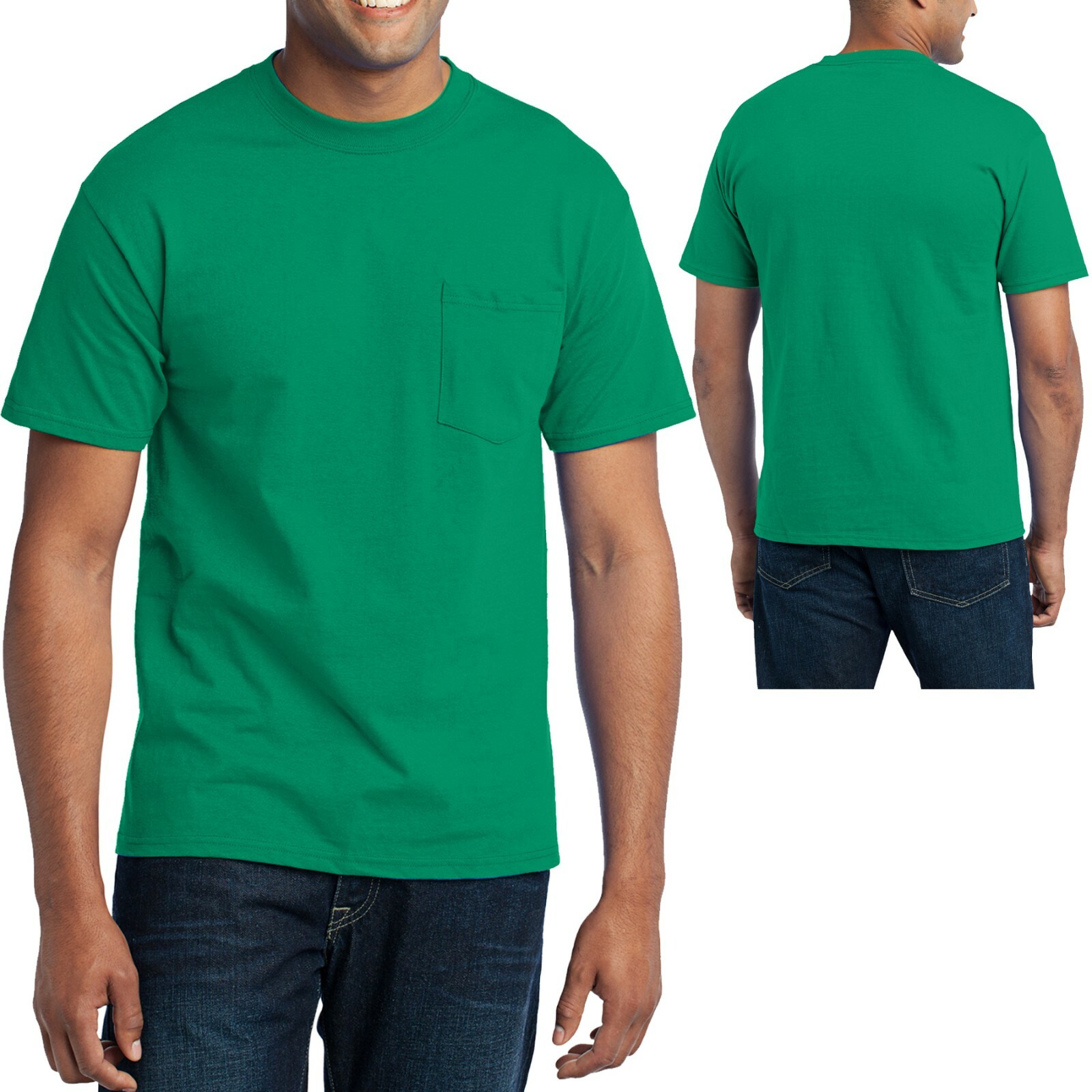 Mens Tall T-Shirt with Pocket 50/50 Cotton Poly Blend LT XLT 2XLT 3XLT 4XLT Tee - Image 4
