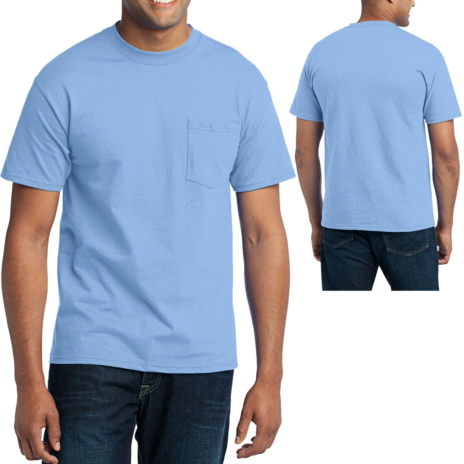 Mens Tall T-Shirt with Pocket 50/50 Cotton Poly Blend LT XLT 2XLT 3XLT 4XLT Tee - Image 5