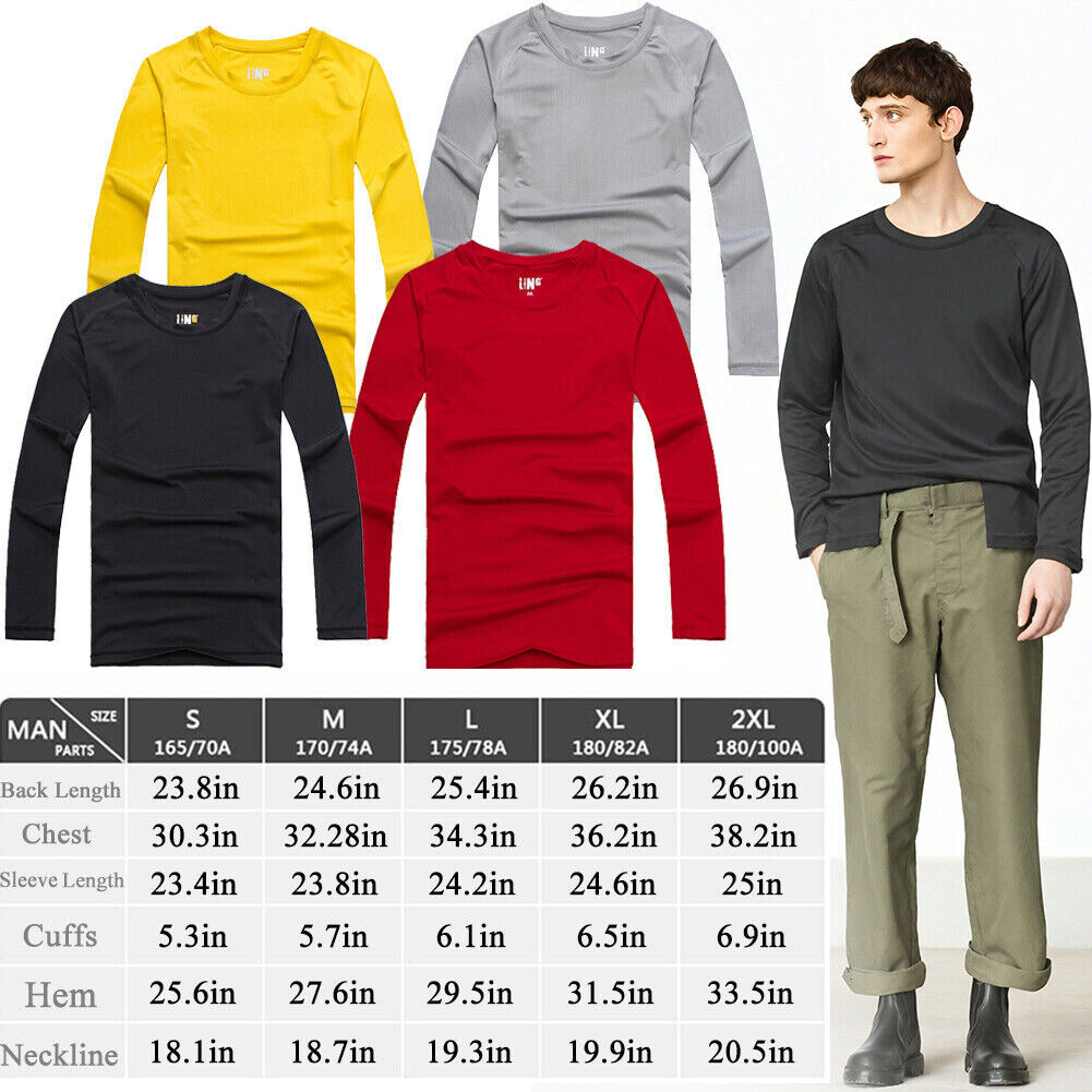 Men's Athletic Long Sleeve Compression Shirts Dry Fit Sports Gym Shirts Workout - Image 2