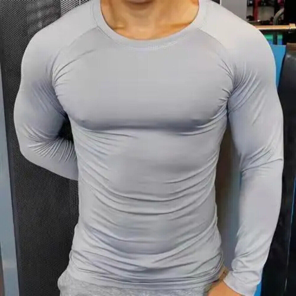Men's Athletic Long Sleeve Compression Shirts Dry Fit Sports Gym Shirts Workout - Image 4