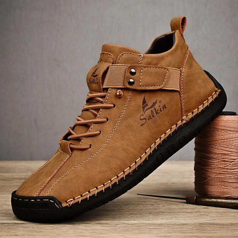 Waterproof Leather Casual Men Shoes Outdoor Non Slip Walking Driving Sneakers - Image 3