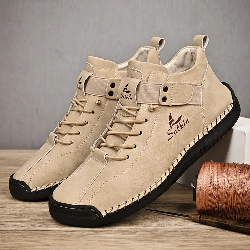 Waterproof Leather Casual Men Shoes Outdoor Non Slip Walking Driving Sneakers - Image 5