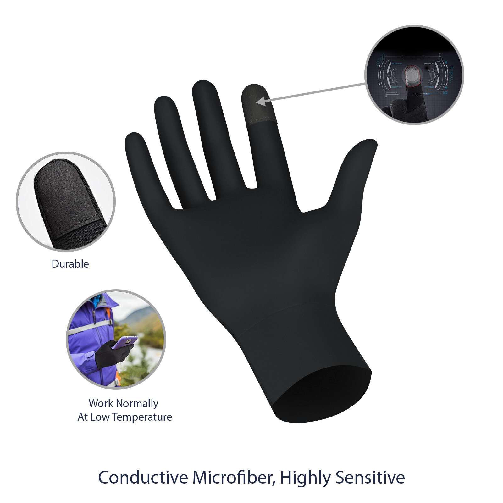 Running Gloves Mens Touchscreen Lightweight Liner Inner Thermal Winter Gloves UK - Image 5