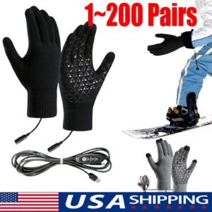 Heated Gloves Electric Rechargeable Battery Hand Warm Windproof Thermal Winter